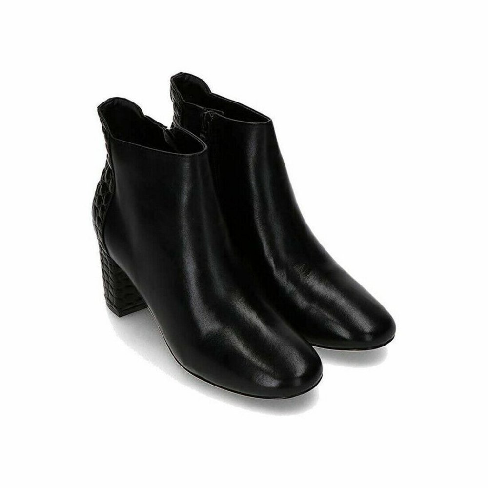 𝅺COLE HAAN NEW Nella Black Leather & Crocodile Embossed Heel Bootie Size 5